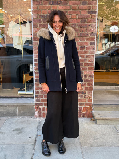 SANDRO Wool Hoodie Parka/ XS