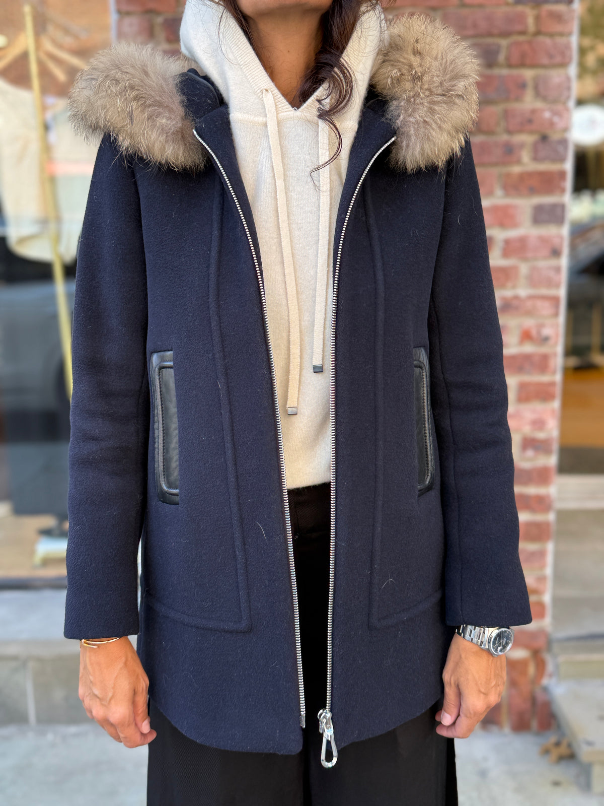SANDRO Wool Hoodie Parka/ XS