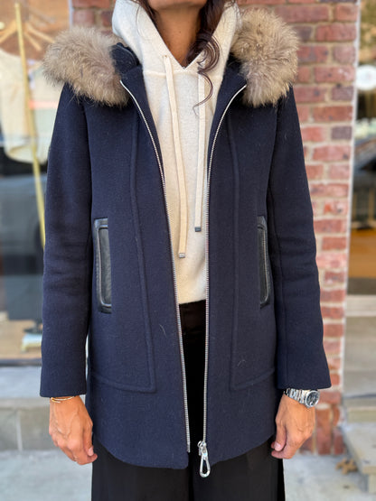 SANDRO Wool Hoodie Parka/ XS