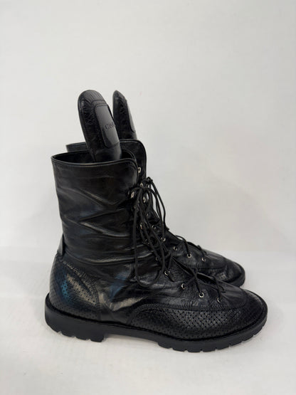 Chanel leather fold-over combat boots with logo, size US 9, photo 7