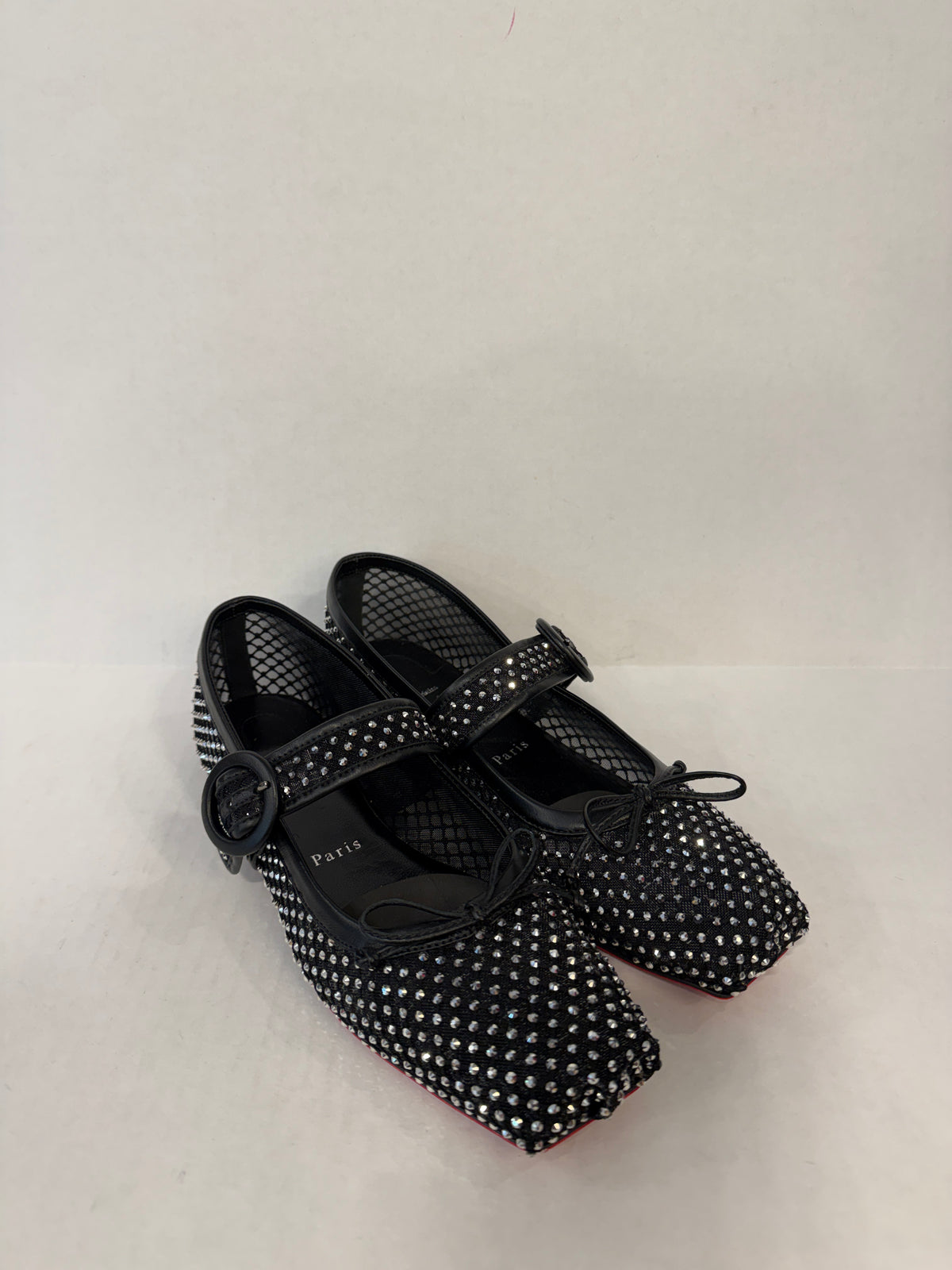 LOUBOUTIN  Mamastrapitina Resille Strass Flats/US9-EU39