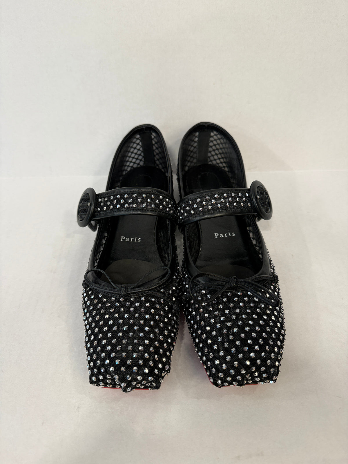 LOUBOUTIN  Mamastrapitina Resille Strass Flats/US9-EU39