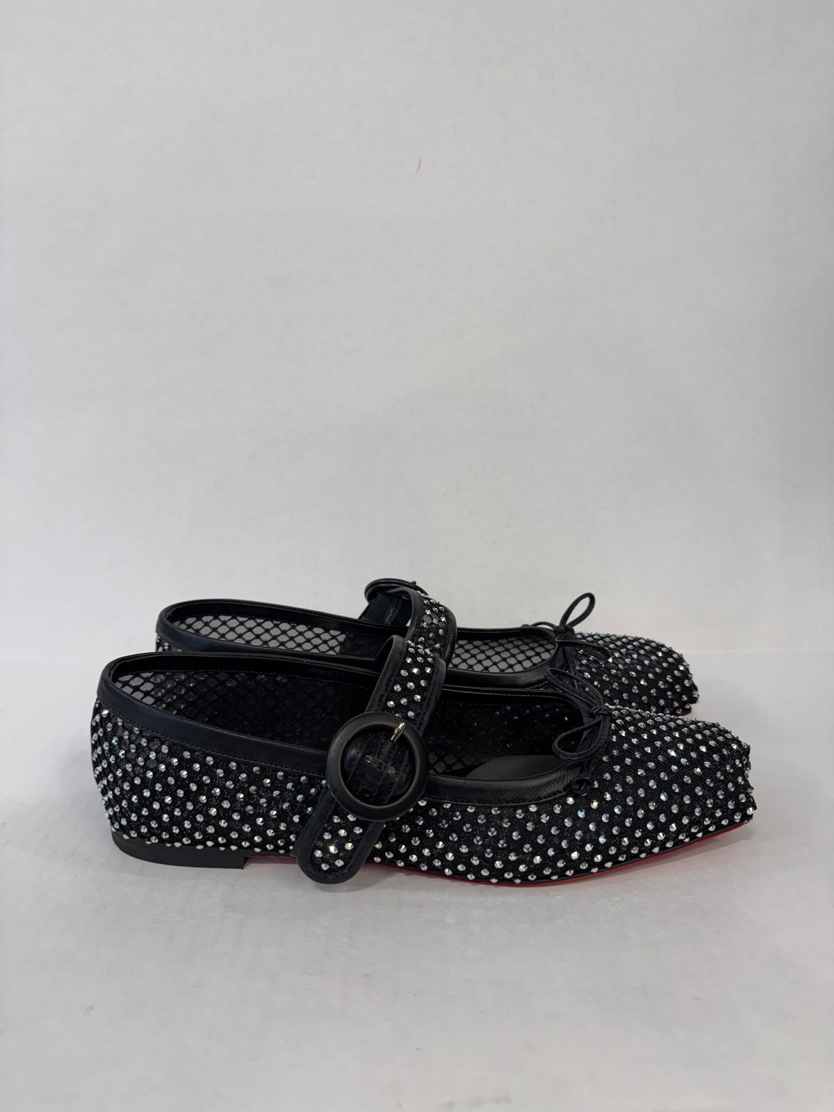 LOUBOUTIN  Mamastrapitina Resille Strass Flats/US9-EU39