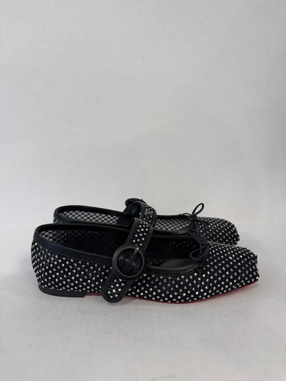 LOUBOUTIN  Mamastrapitina Resille Strass Flats/US9-EU39
