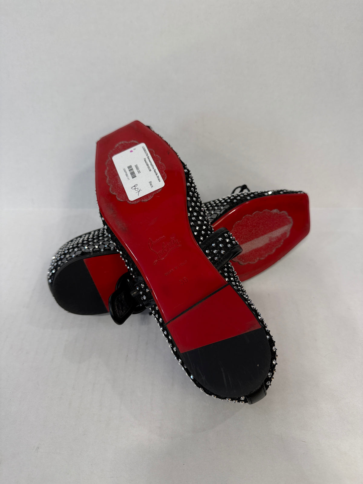 LOUBOUTIN  Mamastrapitina Resille Strass Flats/US9-EU39