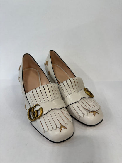 GUCCI  Leather Marmont Bee Star Block Heels Pumps/US9-EU39