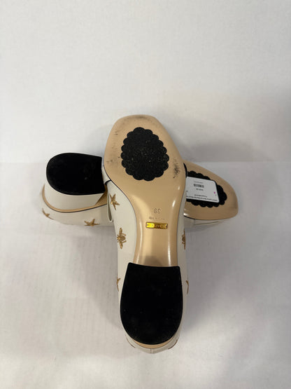 GUCCI  Leather Marmont Bee Star Block Heels Pumps/US9-EU39