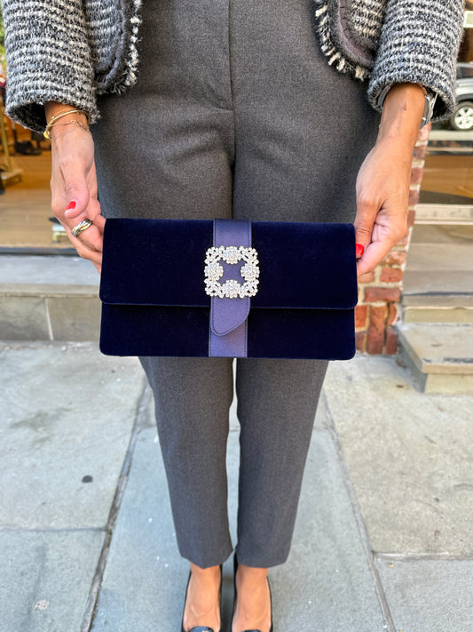 MANOLO BLAHNIK NWT Velvet Capri  Clutch