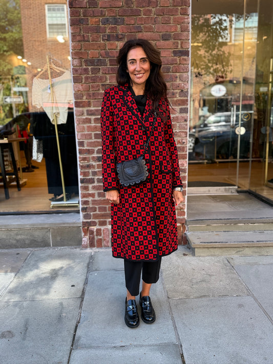 LOUIS FERAUD Wool Checkered Print LS Coat/M