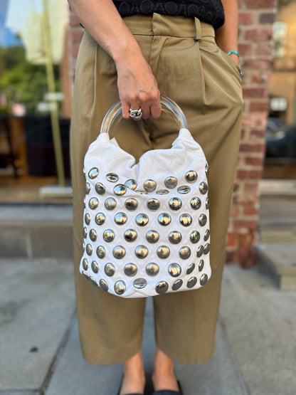 SONIA RYKIEL DOMINO Quilted Studded Hobo Bag