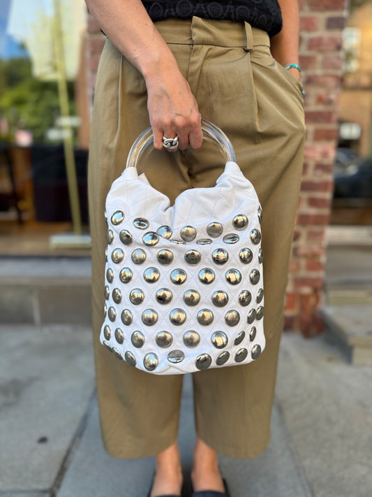 SONIA RYKIEL DOMINO Quilted Studded Hobo Bag