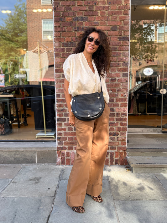 SEE by CHLOE Leather Sadie Gold Studs Crossbody Bag