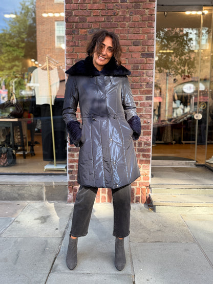 MAXIMILIAM BLOOMINGDALES Rabbit Fur Collar Parka/S