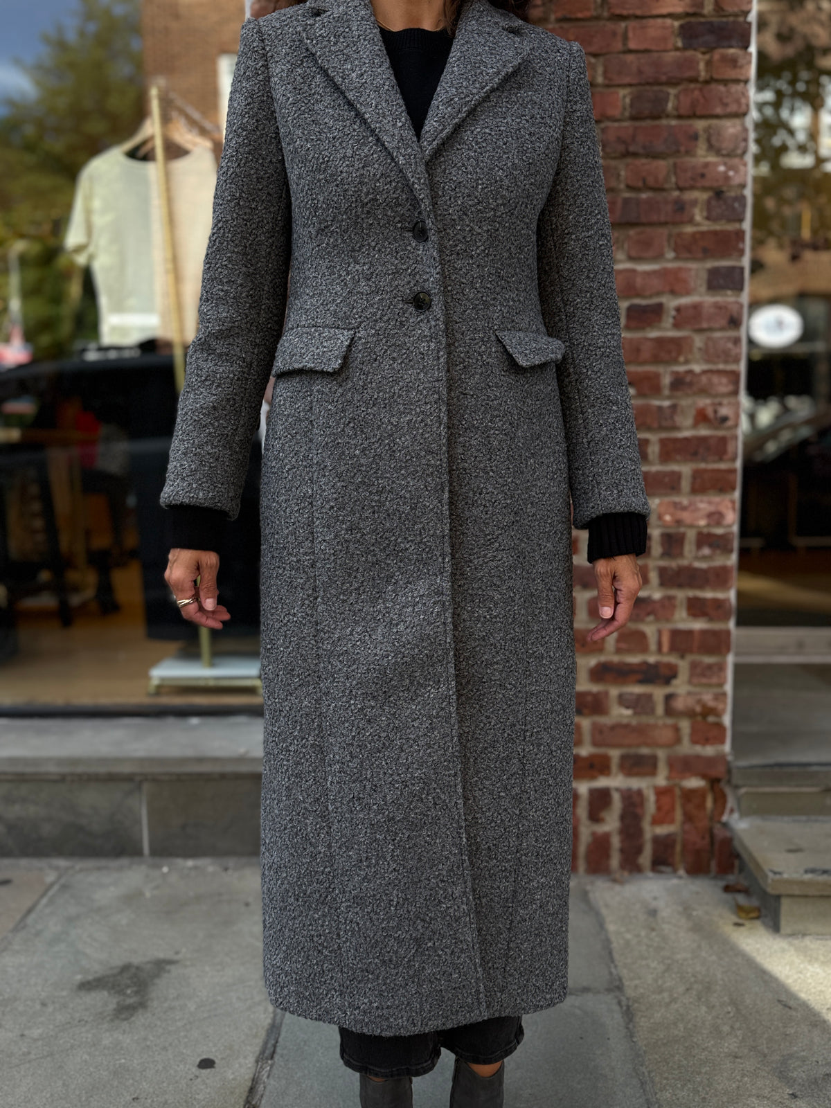 ELIE TAHARI Bouclette Long Coat/S