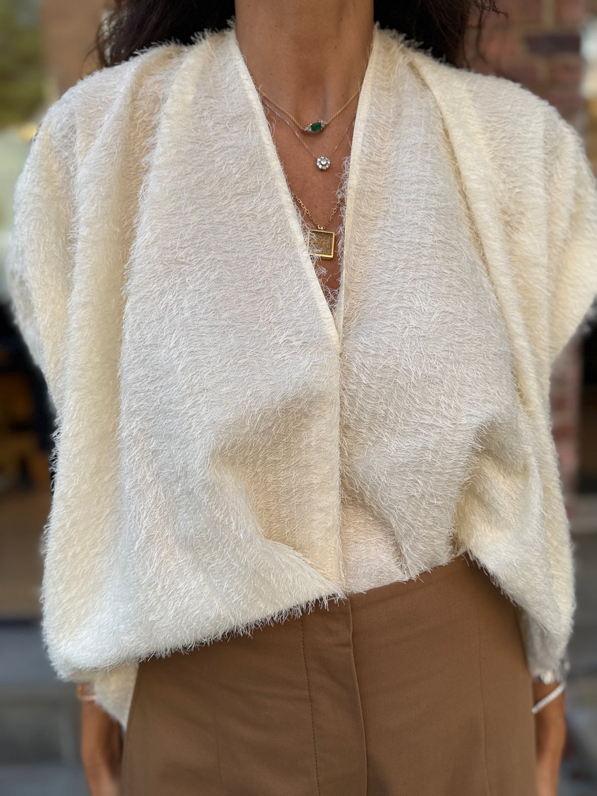 MARIA CORNEJO Fuzzy  Knit Poncho/OS