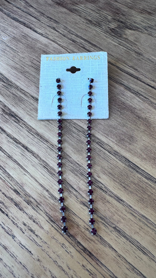 NO BRAND Long Drop Rhinestones Earring