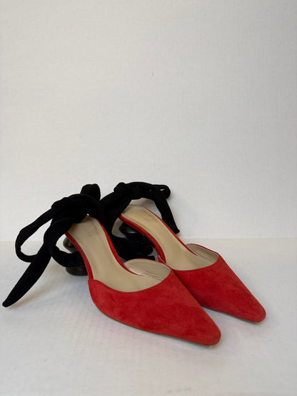 REJINA PYO Barbara Suede Zigzag Heel Pump / US7-EU38
