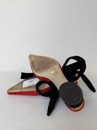 REJINA PYO Barbara Suede Zigzag Heel Pump / US7-EU38