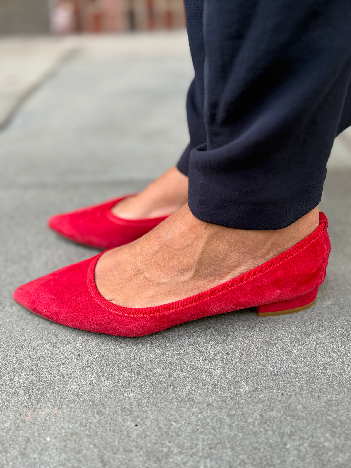 BALLERETTE Pointed Toe Suede Ballet Flats / US7-EU38