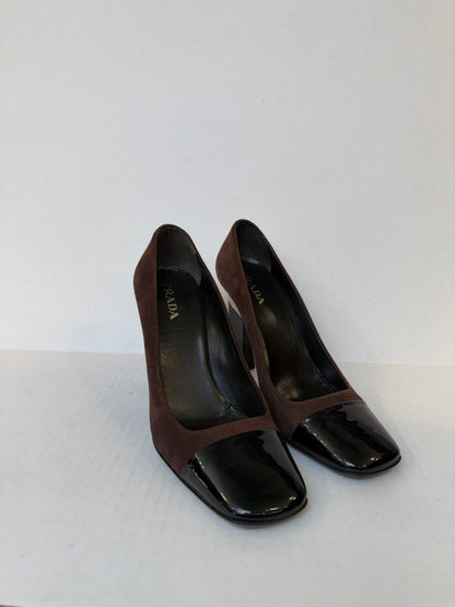 PRADA Suede & Patent Leather HHeels Pumps/US8-EU38