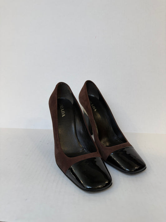 PRADA Suede & Patent Leather HHeels Pumps/US8-EU38