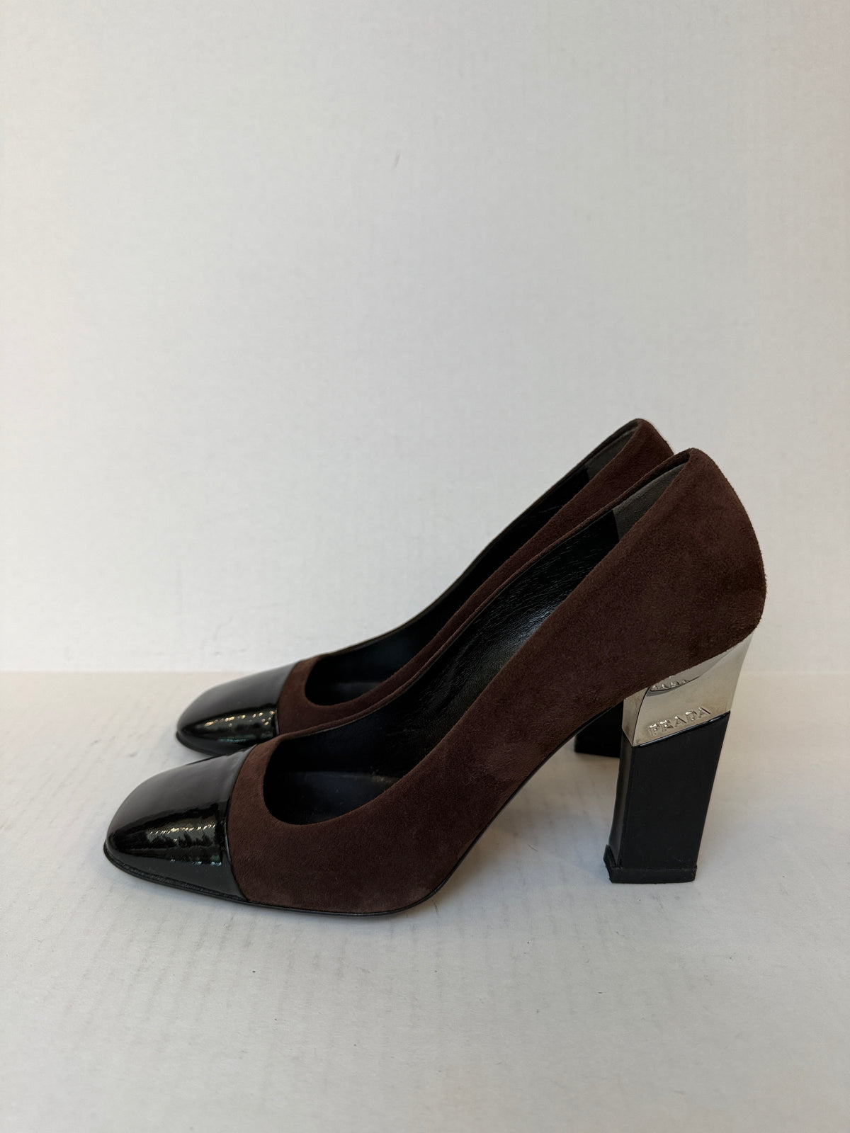 PRADA Suede & Patent Leather HHeels Pumps/US8-EU38