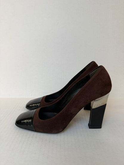 PRADA Suede & Patent Leather HHeels Pumps/US8-EU38