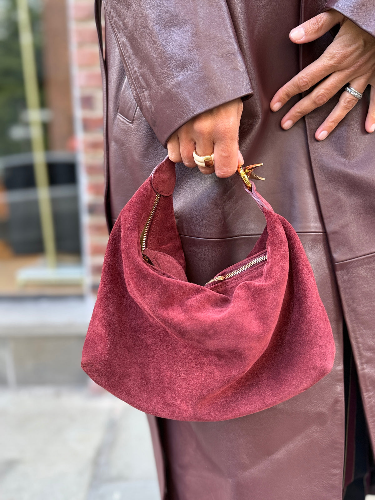 LITTLE LIFFNER Suede Leather Pillow Pouch Bag