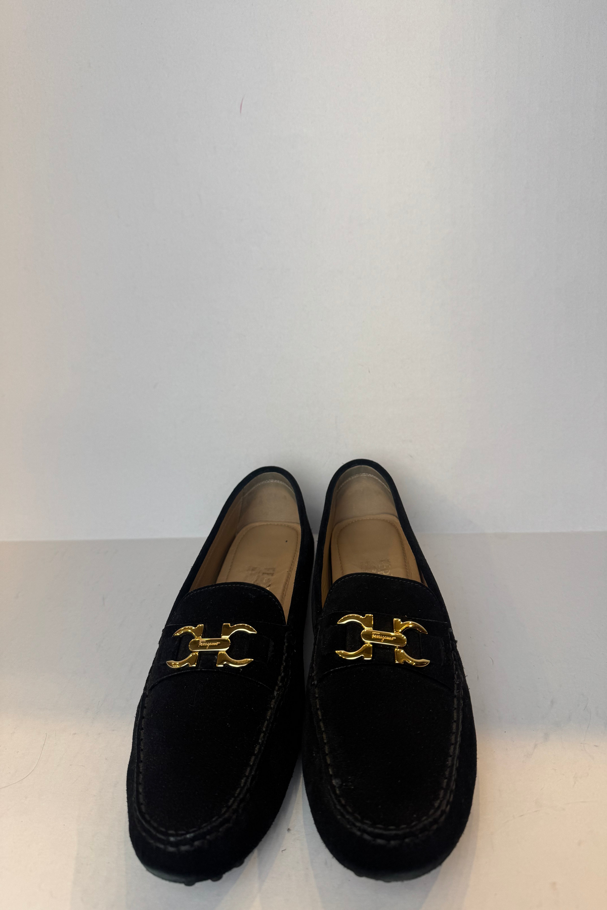 SALVATORE FERRAGAMO Suede Leather Saba Driver Loafers/US9.5-EU39.5