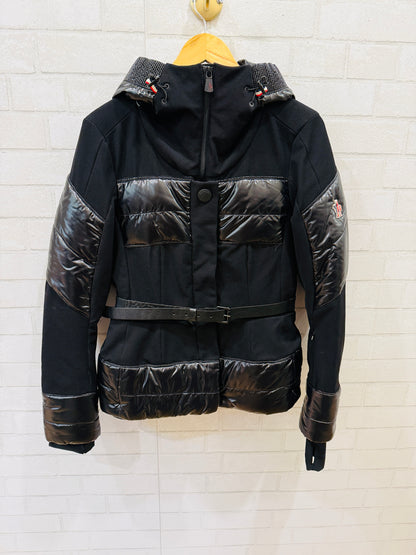 MONCLER Lahti Giubotto Down Puffer Hoodie Belted Ski Jacket/M