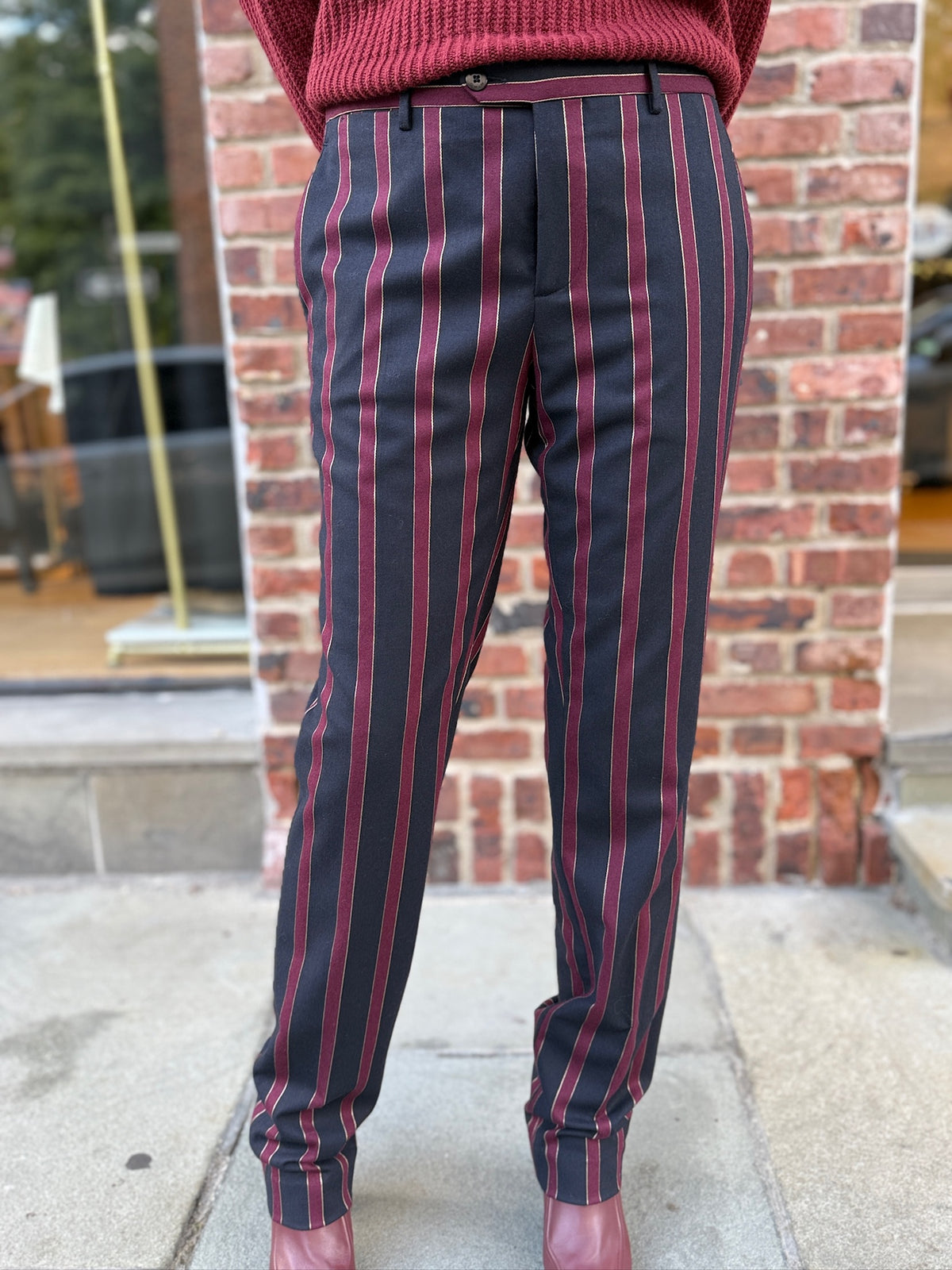ETRO Wool Large Stripes PrintMedium Waist Straight Pants/L