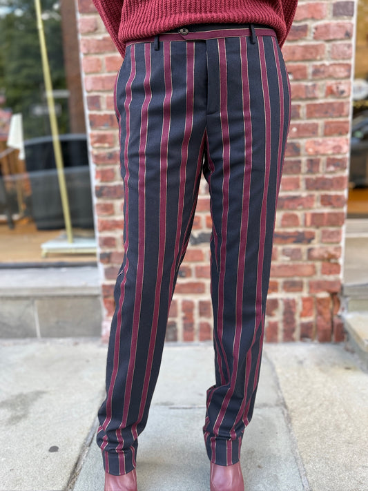 ETRO Wool Large Stripes PrintMedium Waist Straight Pants/L