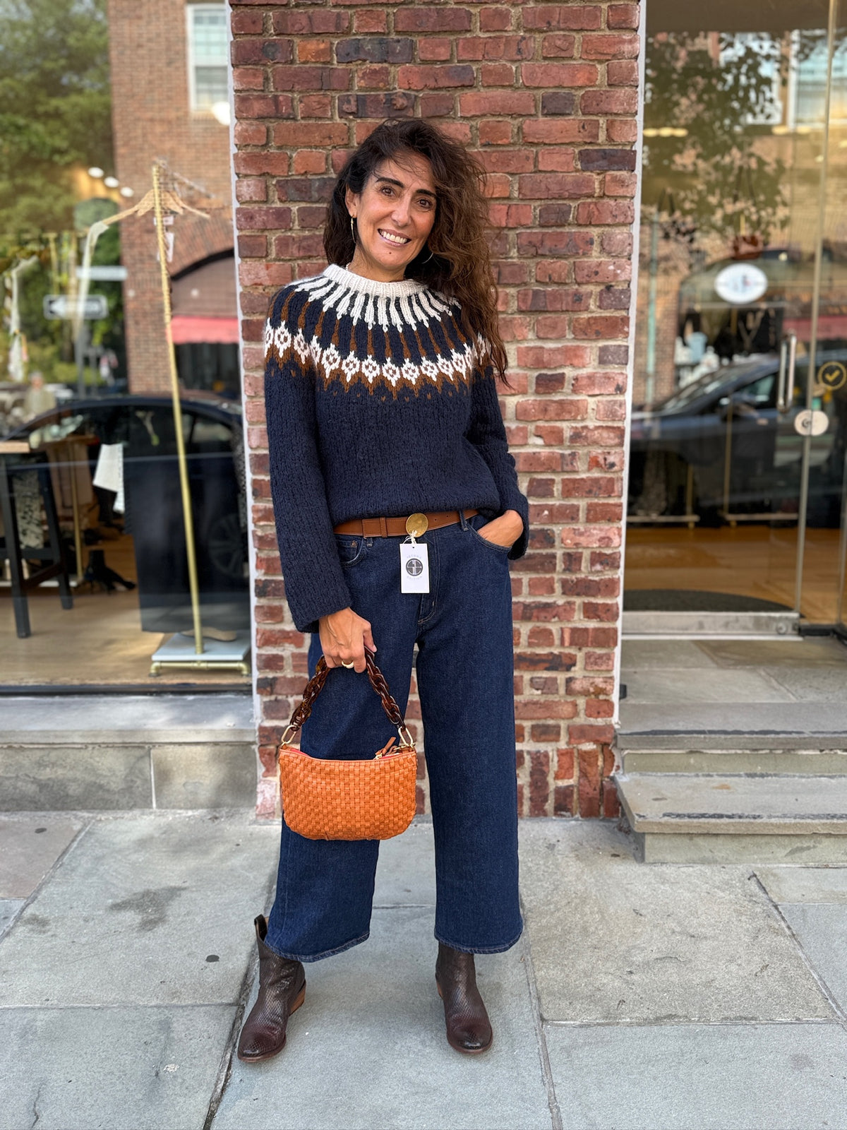 A.L.C Alpaca 7 Angora Fair Isle LS Mock Neck Sweater/S