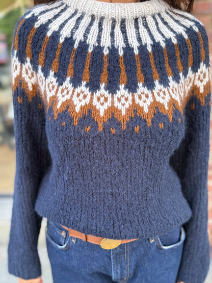 A.L.C Alpaca 7 Angora Fair Isle LS Mock Neck Sweater/S