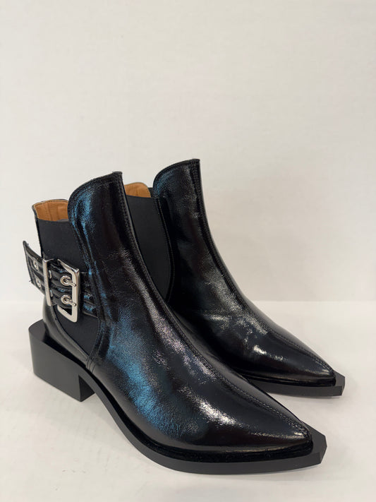 GANNI NWT Patent  Leather Chunky Buckle Chelsea Boots/US8-EU39