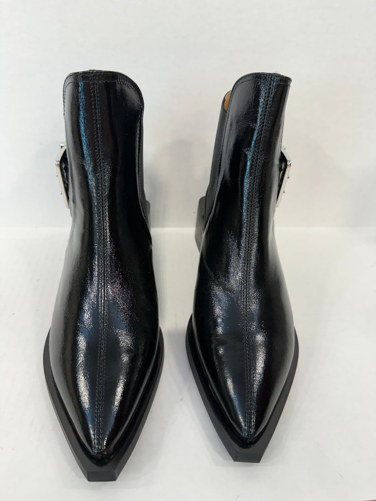 GANNI NWT Patent  Leather Chunky Buckle Chelsea Boots/US8-EU39