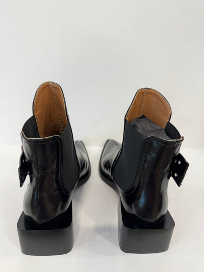 GANNI NWT Patent  Leather Chunky Buckle Chelsea Boots/US8-EU39