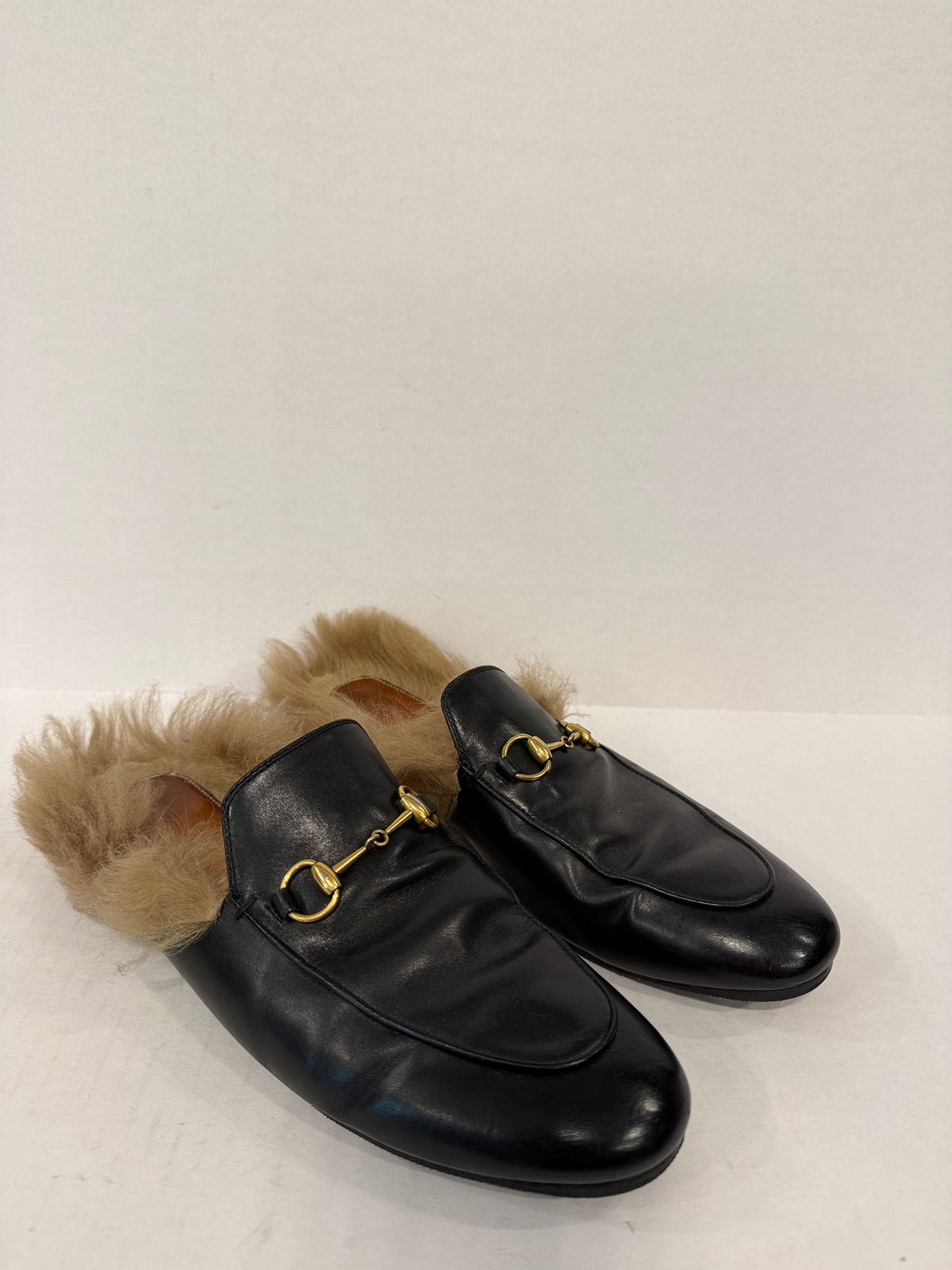 GUCCI Leather Princetown Shearing Loafers Mules/US10-EU40
