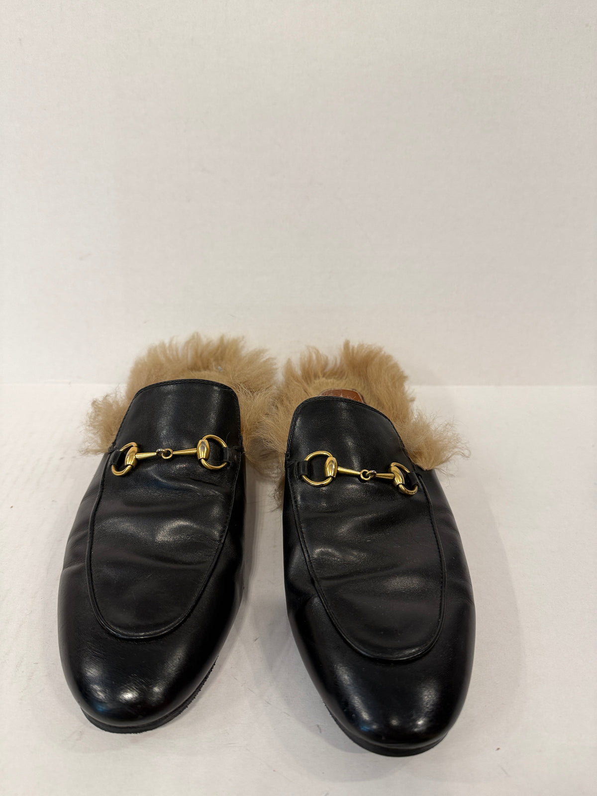 GUCCI Leather Princetown Shearing Loafers Mules/US10-EU40