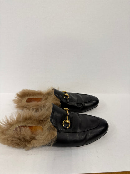 GUCCI Leather Princetown Shearing Loafers Mules/US10-EU40