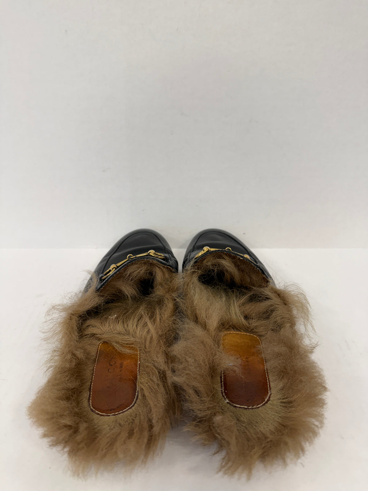 GUCCI Leather Princetown Shearing Loafers Mules/US10-EU40