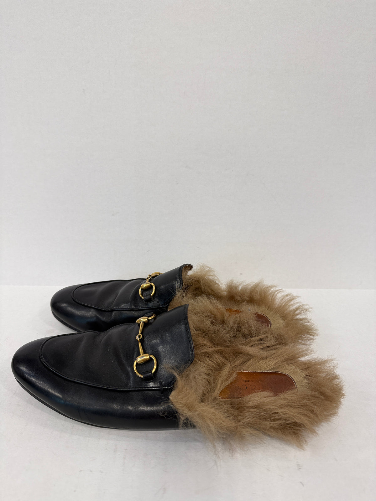 GUCCI Leather Princetown Shearing Loafers Mules/US10-EU40