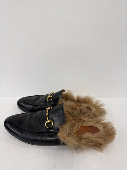 GUCCI Leather Princetown Shearing Loafers Mules/US10-EU40