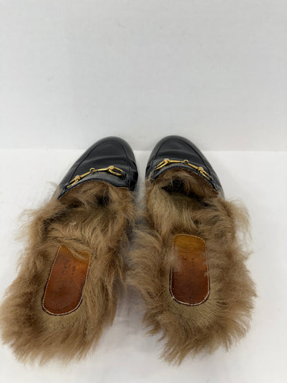 GUCCI Leather Princetown Shearing Loafers Mules/US10-EU40