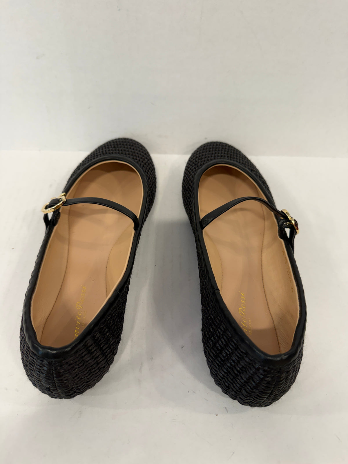 GIANVITO ROSSI NWT Carla Marbella Leather Mary Jane Flats/US8-EU39