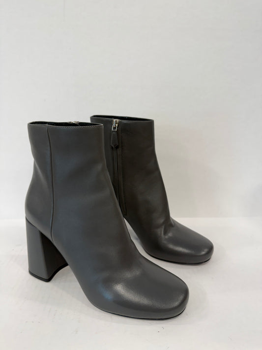 Prada leather block heel ankle boots, size US 10