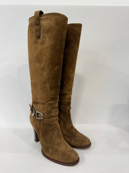 RALPH LAUREN Purple Label Suede Leather HHeels Boots/ US7-EU37