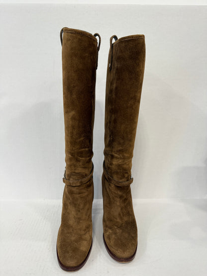 RALPH LAUREN Purple Label Suede Leather HHeels Boots/ US7-EU37