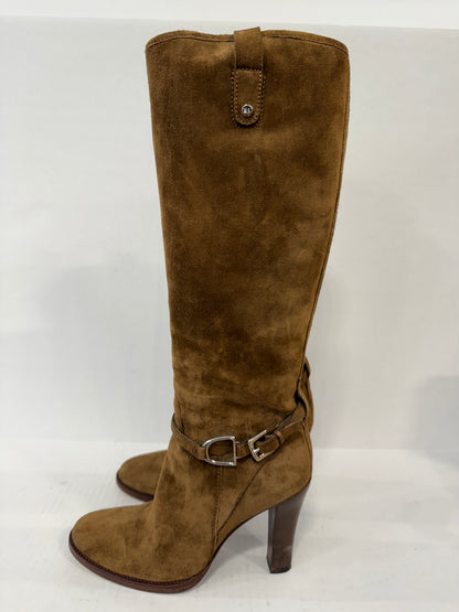 RALPH LAUREN Purple Label Suede Leather HHeels Boots/ US7-EU37