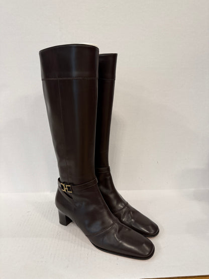 SALVATORE FERRAGAMO NWT Tall Golette 5cm Leather Boots/US7